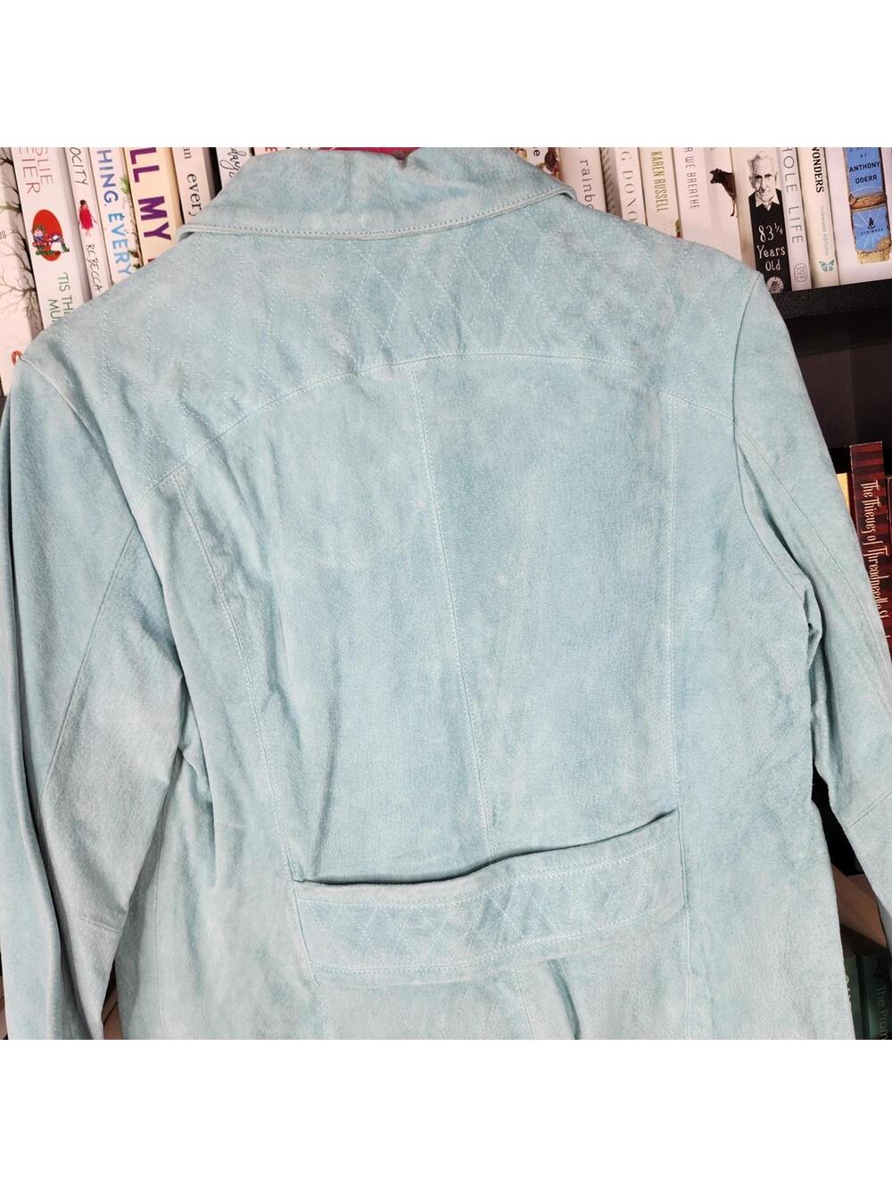 NorthStyle Women's Light Blue Suede Jacket Medium - Picture 4 of 5